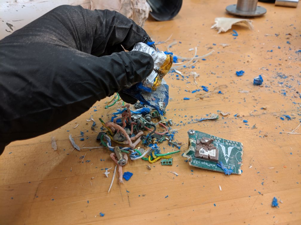 Crushed rocket and electronics